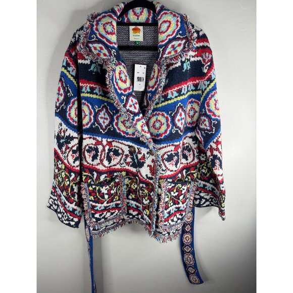 FARM Rio Ainika Knit Cardigan Sweater Cardi W/ Tie Size M NWT $270 - Picture 4 of 7